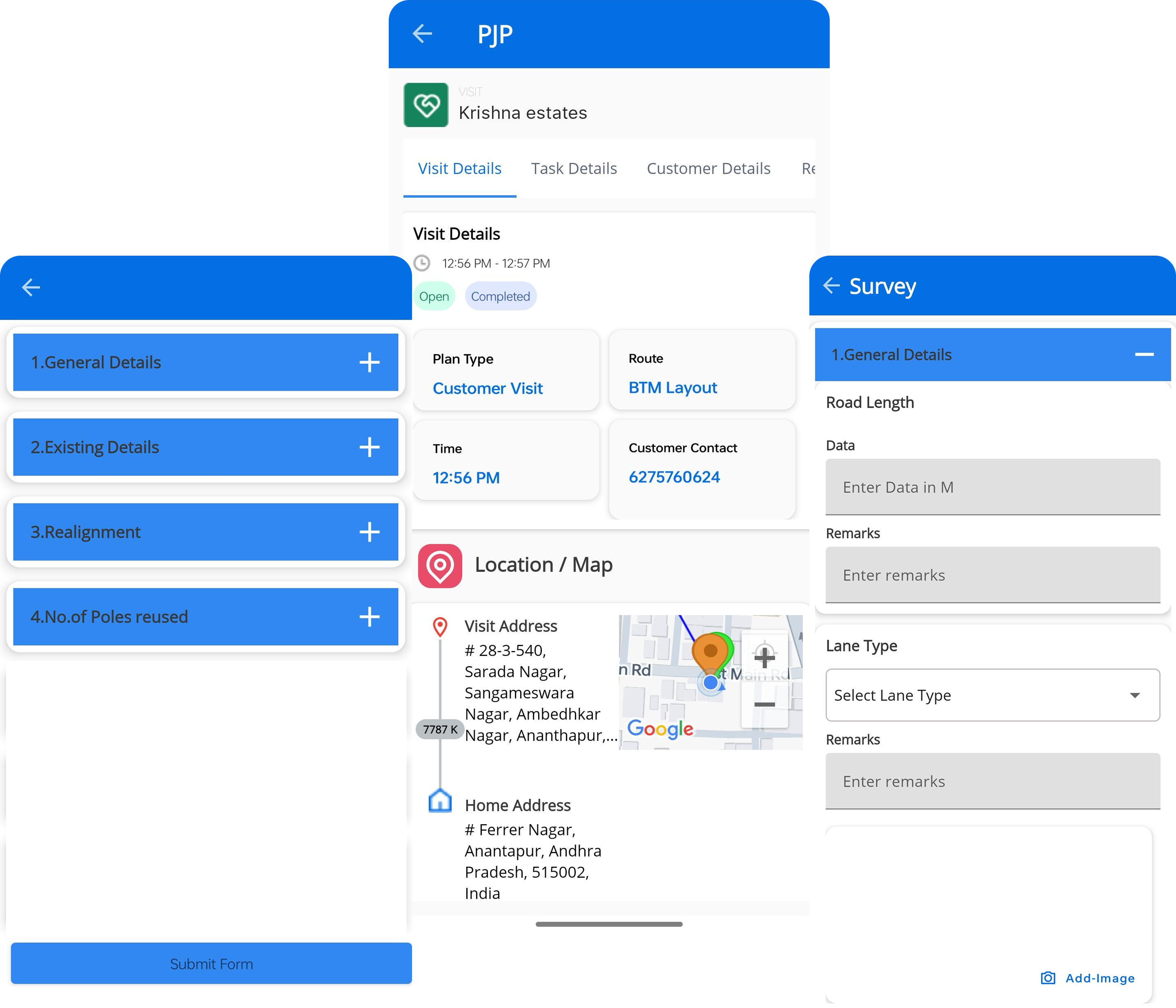 Customized workflows screen for field force automation processes