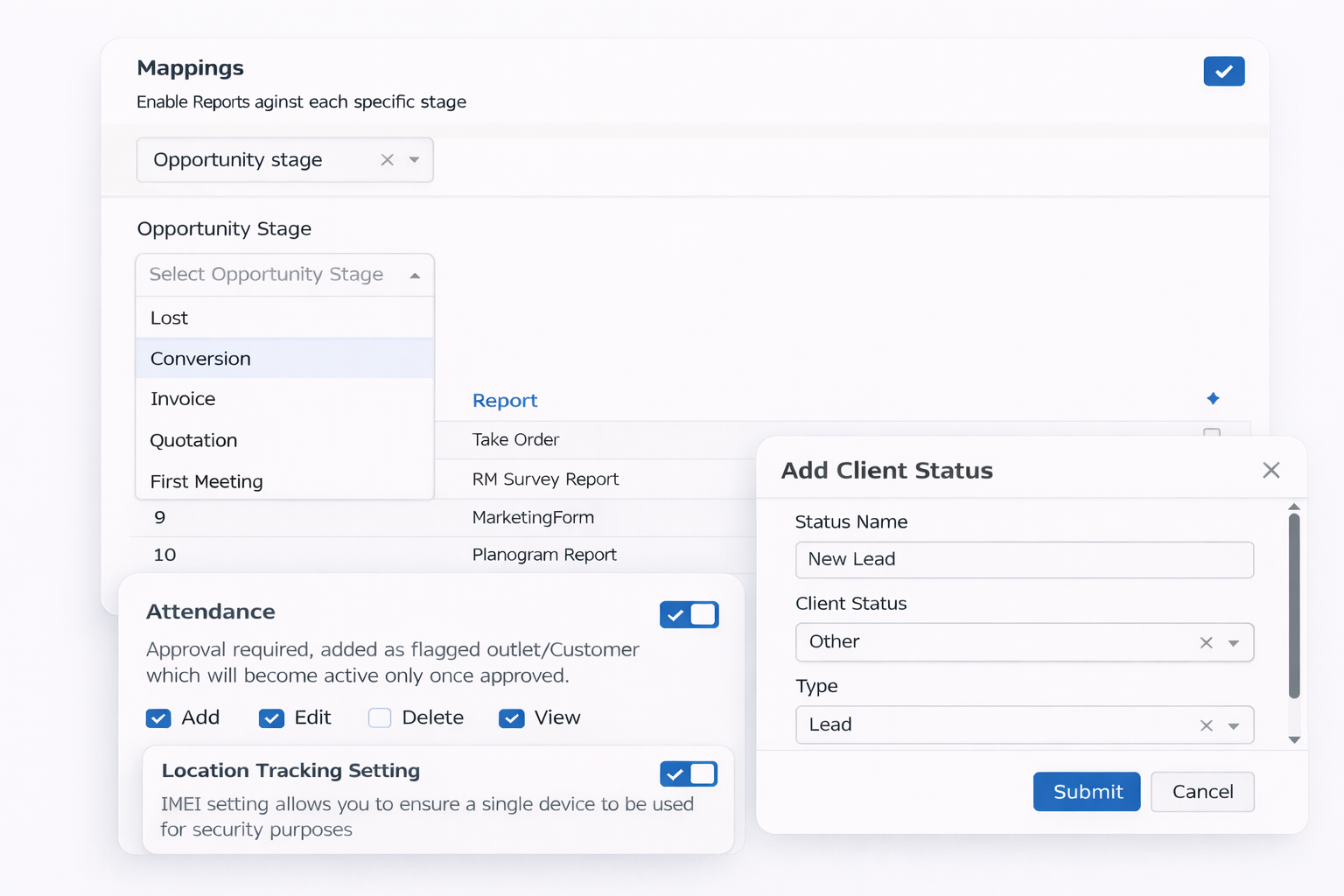 Admin console for customizing sales workflows and automation